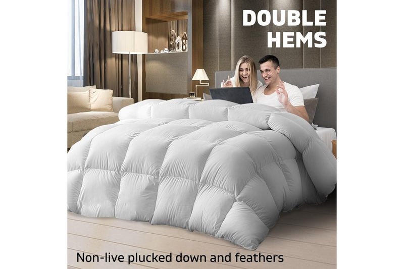 King Size Bedding Duck Down Feather Quilt Doona Duvet Blanket 700GSM White