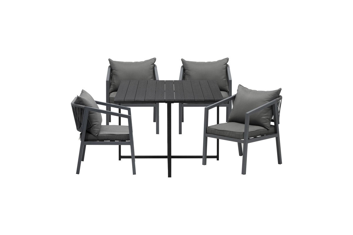 Livsip 4 Seater Outdoor Dining Set Black Table