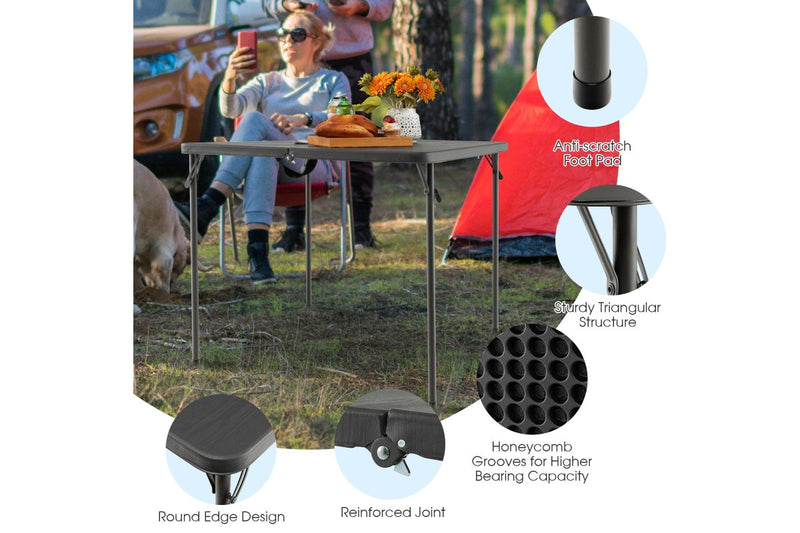 Costway Folding Camping Table Outdoor Portable Desk w/Carry Handle Picnic Hiking Fishing BBQ Grey