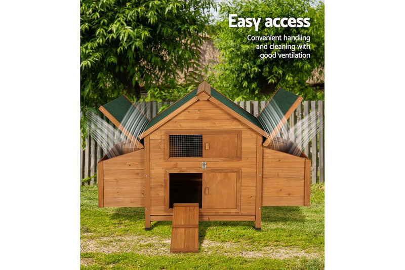 i.Pet Chicken Coop Rabbit Hutch 150cm x 68cm x 96cm Large House Run Cage Wooden Outdoor Pet Enclosure