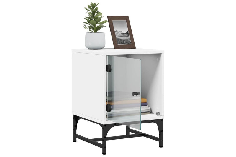 Bedside Cabinets with Glass Doors 2 pcs White 35x37x50 cm vidaXL