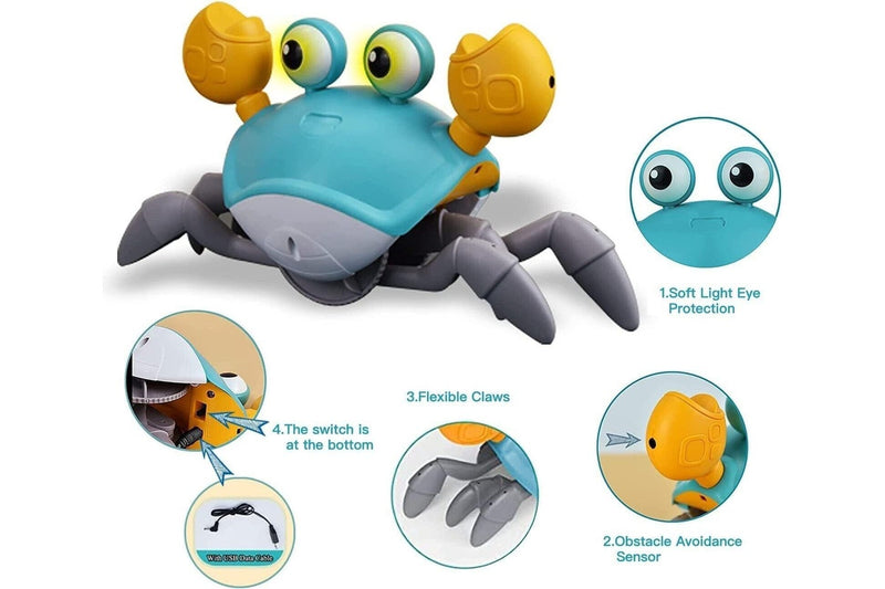 Crawling Crab Toys with LED Light Up for Kids Interactive Musical Toy USB