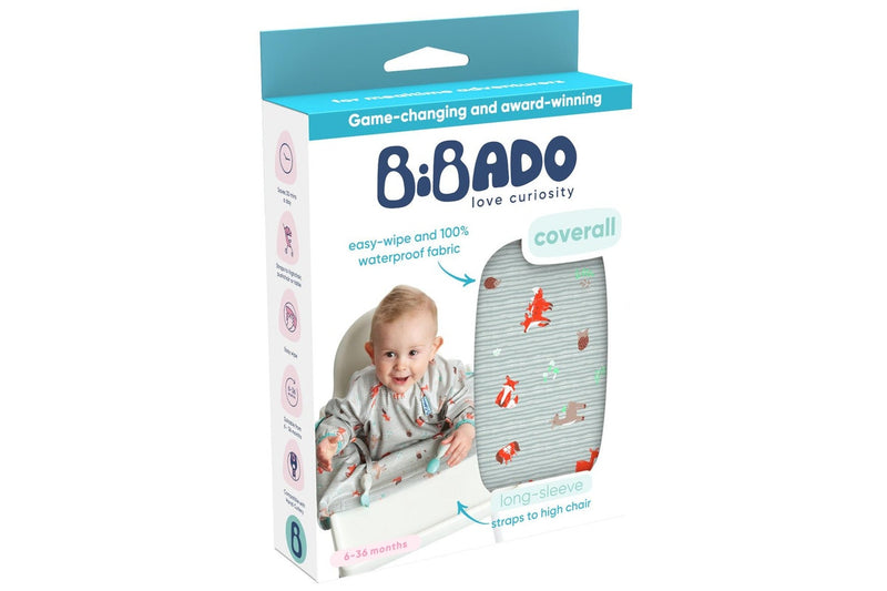 Bibado: Highchair Coverall Bib with Long Sleeves - Woodlands Forest