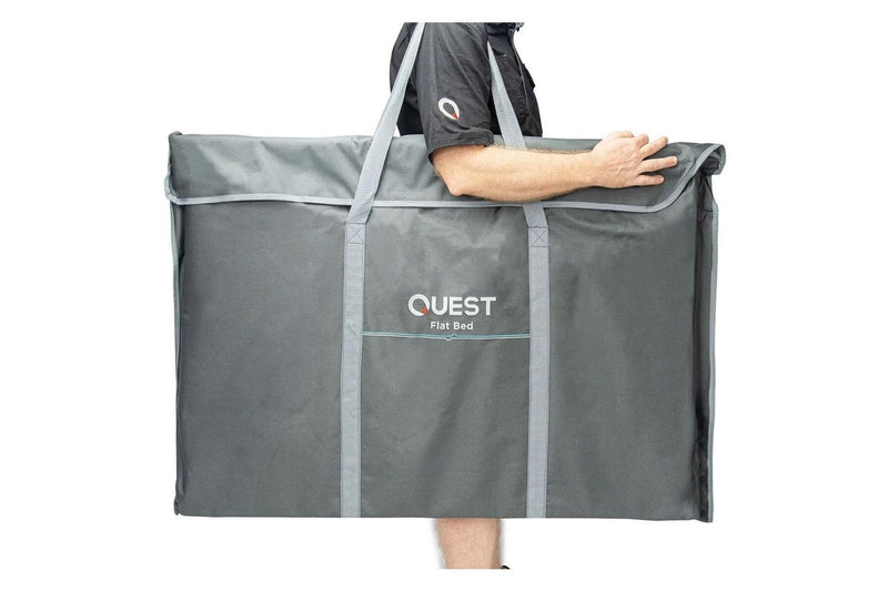 Quest 203cm Steel Flat Fold Bed w Carry Bag Outdoor Camp Sleeping Cot Grey