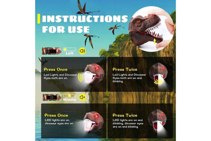Costcom Dinosaur Headlamp for Kids Flashlight Rechargeable Led Headlights Roar Silent