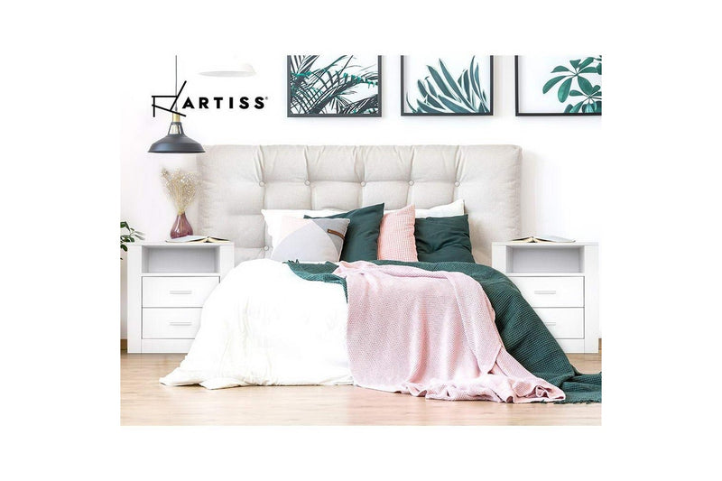 Artiss Bedside Table 2 Drawers with Shelf - TARA White