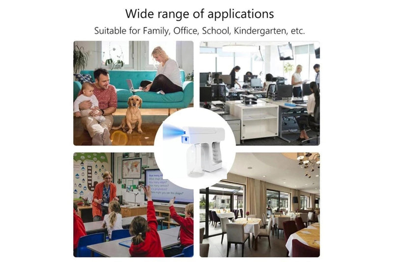 TODO Blue Light Nano Spray Disinfection Gun Air Purifier Sterilizer Portable Rechargeable 300ml - White