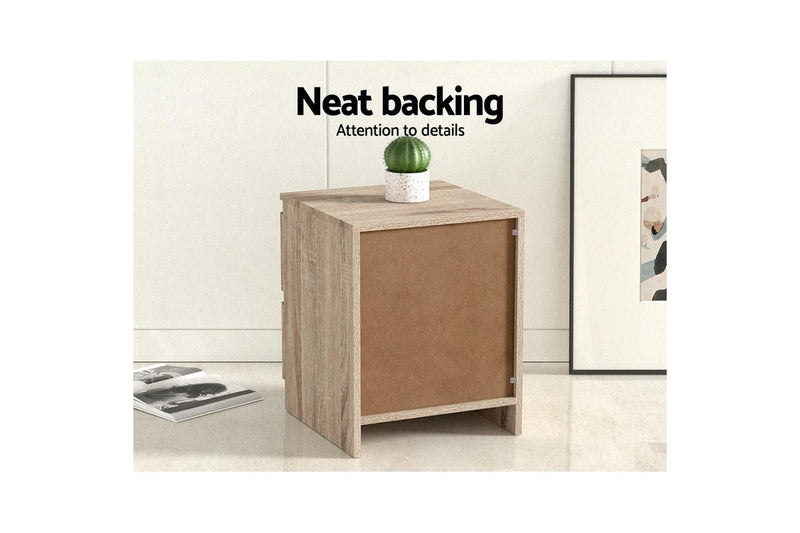 Artiss Bedside Table 2 Drawers - PEPE Oak