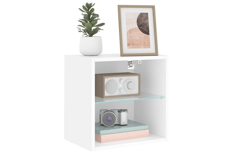 Bedside Cabinets with LED Lights Wall-mounted 2 pcs White vidaXL