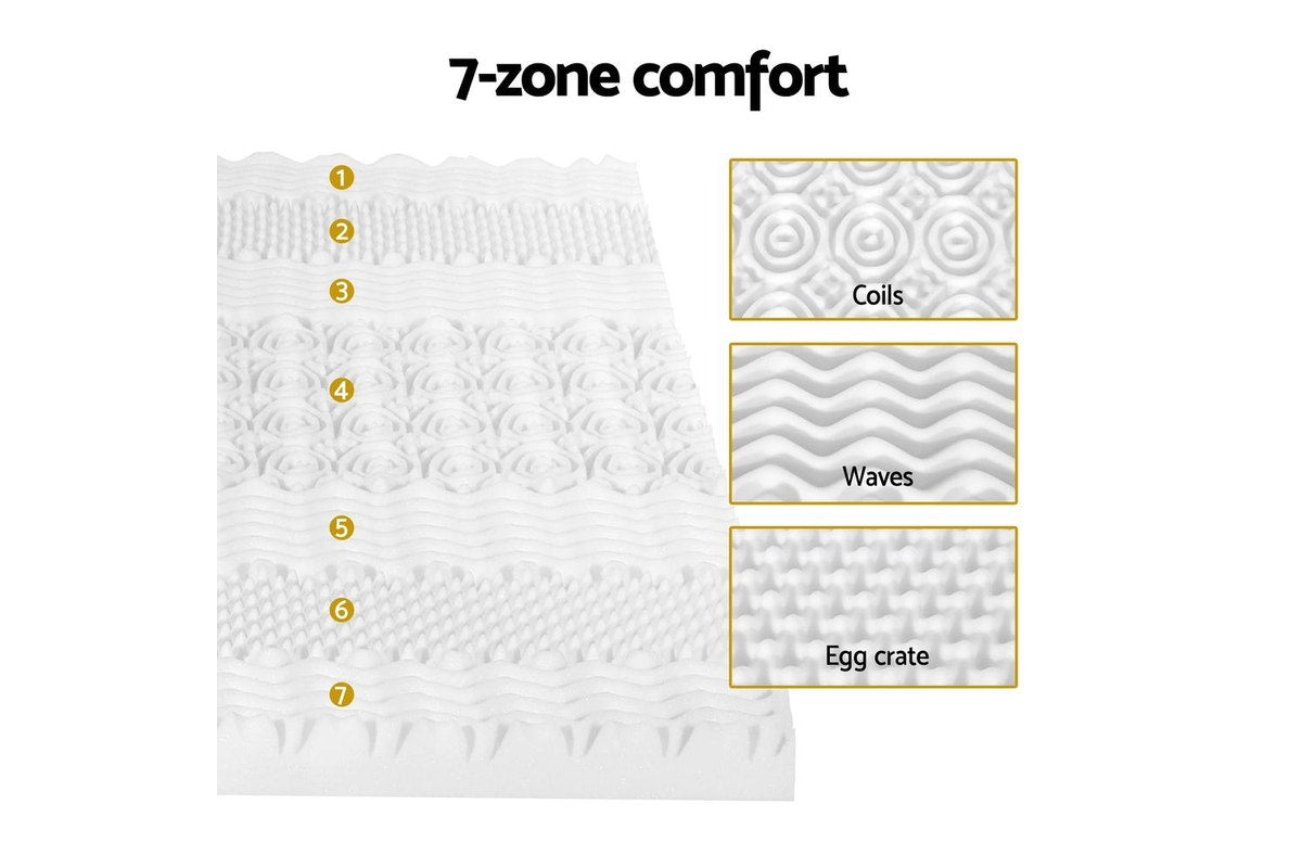 Giselle Bedding Memory Foam Mattress Topper 7-Zone 8cm Queen White