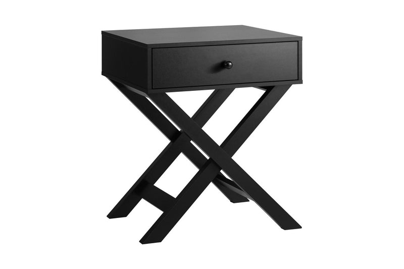 Oikiture Bedside Table Drawer Black Side End Table