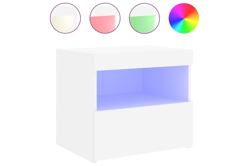 Bedside Cabinets With Led Lights 2 Pcs White 50X40x45 Cm Bedside Tables