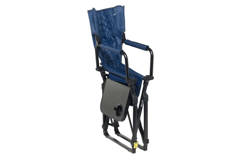 Caribee 90cm Aluminium Folding Directors Chair w Side Table Navy Outdoor Camping
