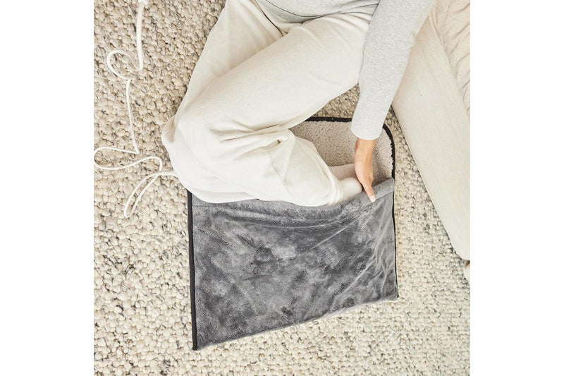 Homedics Indoor Soft Heated Winter Foot Warming Pouch Relaxing Comfort Set Grey