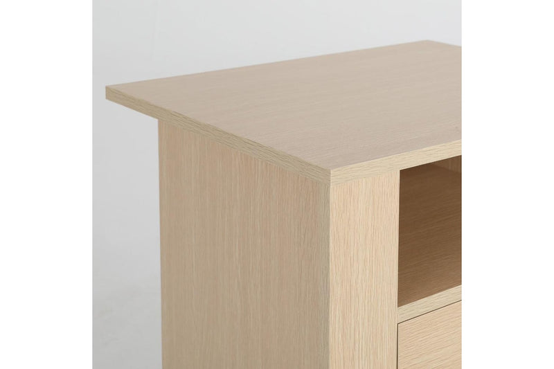 2X Bedside Table Side Storage Cabinet Nightstand Bedroom Drawer 1 Shelf Zuri Oak Bedside Tables