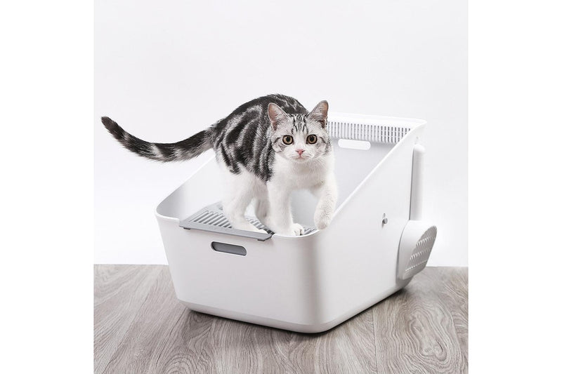 Petkit Pura Cat Litter Tray Box w Scoop Pet Kitten Waste Toilet Rectangle White