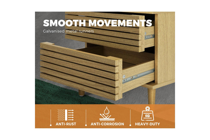 Oikiture Bed Side Table 2 Drawers