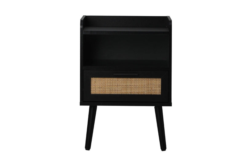 Oikiture 2X Bedside Table Drawer Side Table Storage Cabinet Nightstand Rattan