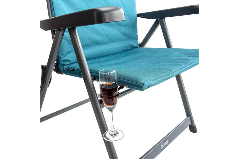 Quest Loafer 103cm Folding Camp Chair w Armrests Outdoor Camping Picnic XL Blue