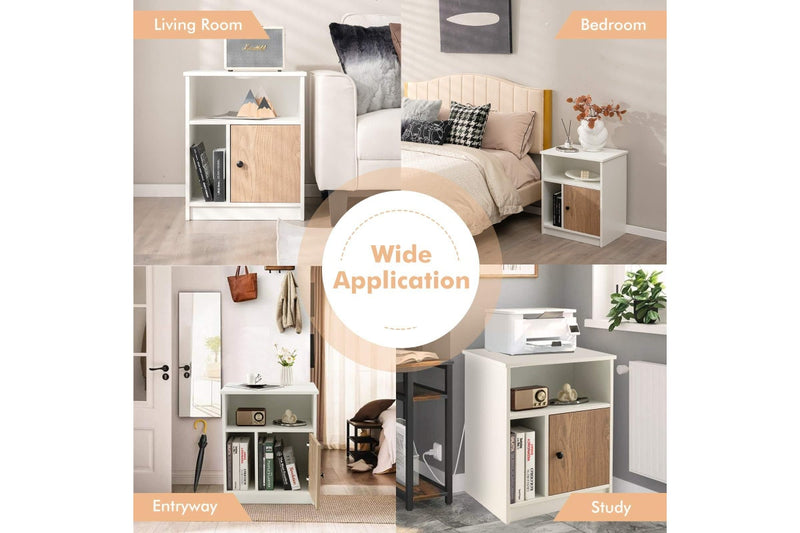 Giantex 2PCS Bedside Table Nightstand w/Open Shelves End Table Storage Cabinet Home Office Side Table White