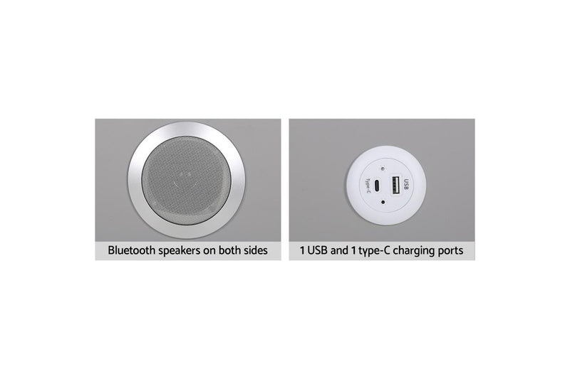 Artiss Smart Bedside Table 2 Drawers with Wireless Charging LED Lights Grey