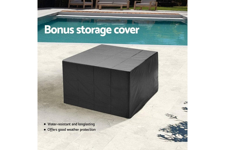 Gardeon Outdoor Dining Set 9 Piece Wicker Table Chairs Setting Grey
