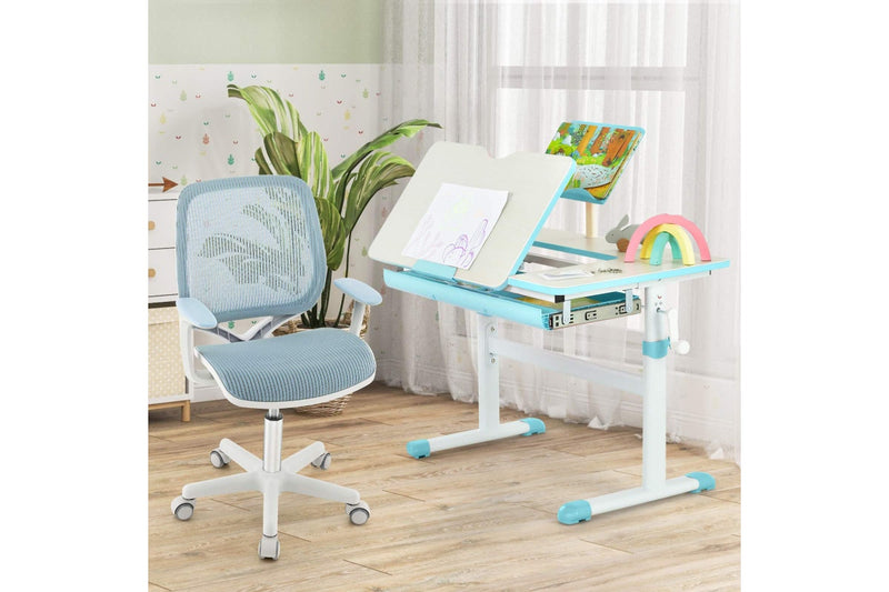 Giantex Kids Desk Chair Swivel Mesh Computer Chair w/Adjustable Height & Armrests Ergonomic Task Study Chair Blue