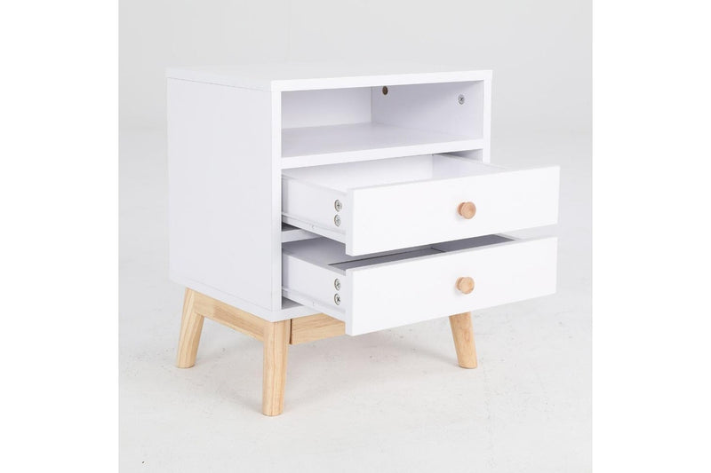 2X Bedside Table Side Storage Cabinet Nightstand Bedroom Drawer Anya White Bedside Tables