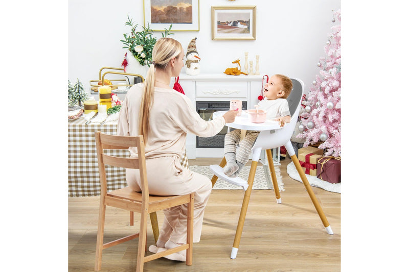 Giantex 4-in-1 Baby High Chair Convertible Infant Eating Highchair w/Adjustable Tray Kids Dining chair Grey