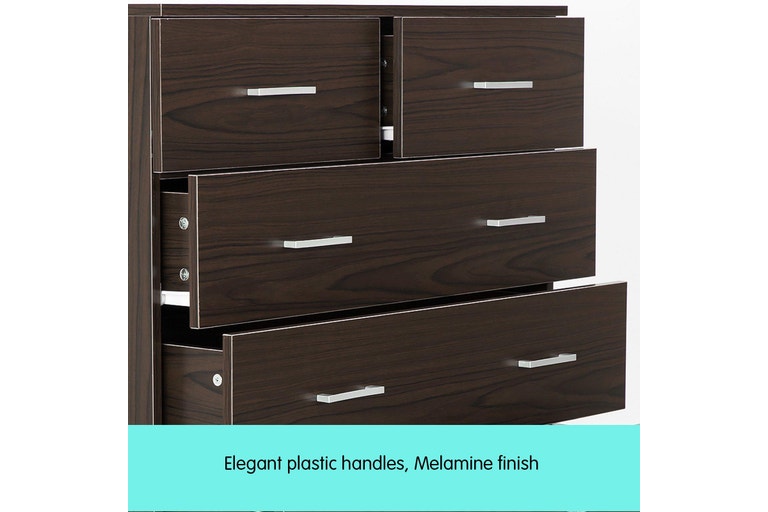 Sarantino Tallboy Dresser 6 Chest Of Drawers Cabinet Storage 85 x 39.5 x 105 in Brown