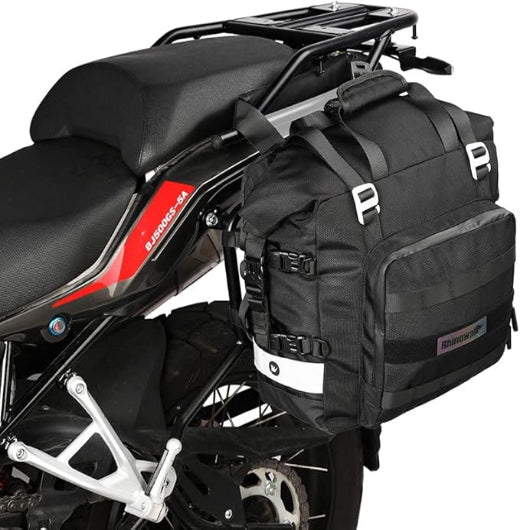 Rhinowalk Motorcycle Saddlebag Motor Luggage Pack Quick Release Motorbike Side Bag 20L Fits Most Adventure and Sports Bike Motorcycle Racks (Black, 1 Pack)