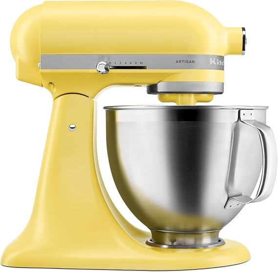 KitchenAid Butter KSM195 300W 10 Speed Tilt-Head Stand Mixer, Scraper, Whisk, Flex Edge Beater, Pastry Beater, Dough Hook, 4.7L & 2.8L Stainless Steel Bowls, Pouring Shield - 2025 Colour of the Year