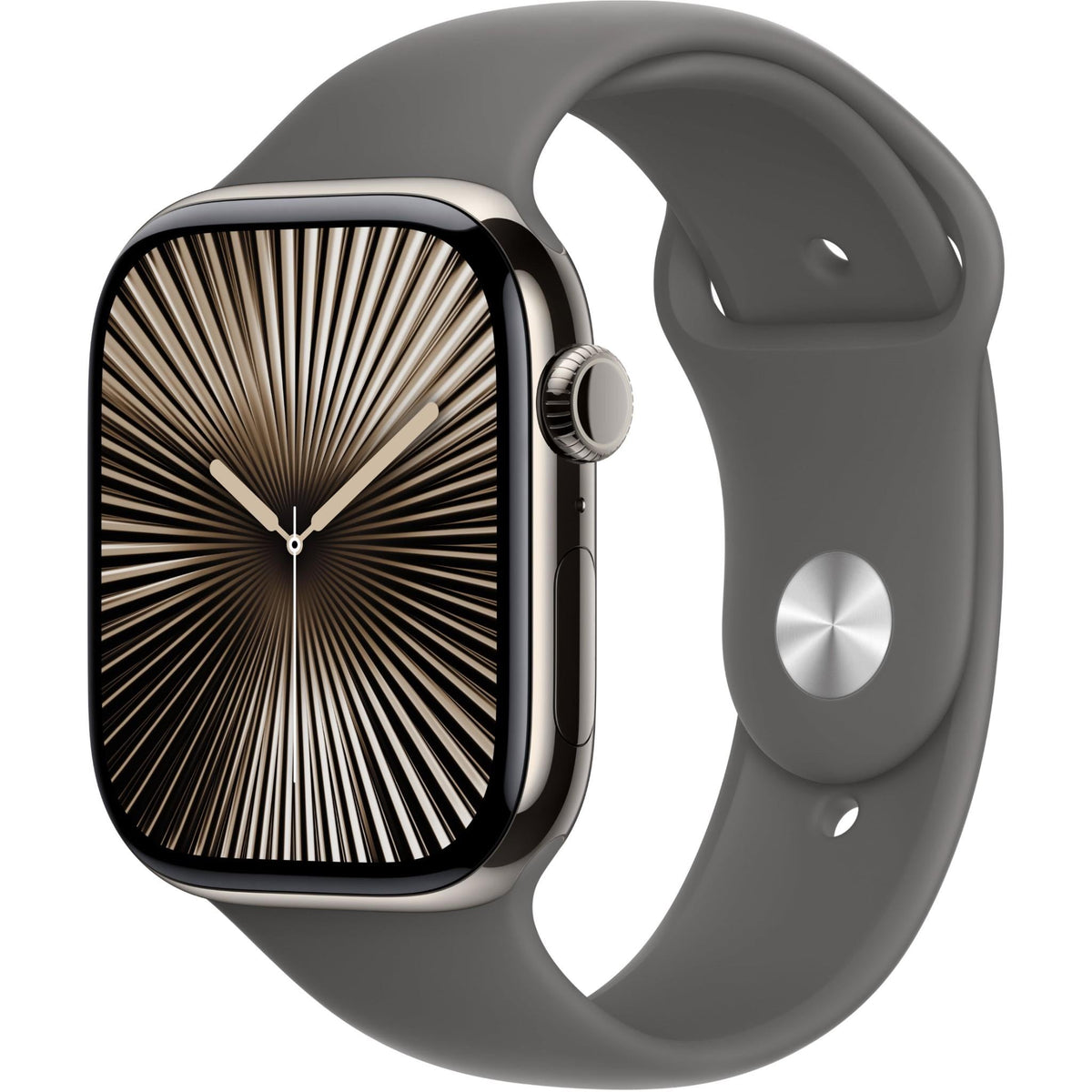 Apple Watch Series 10 46mm Natural Titanium Case GPS + Cellular Sport Band (S/M)[Stone Grey]