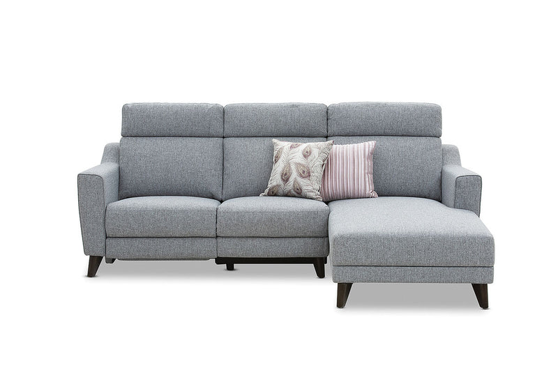 DELUCA Fabric 3.5 Seater RHF Chaise with Inbuilt Electric Recliner