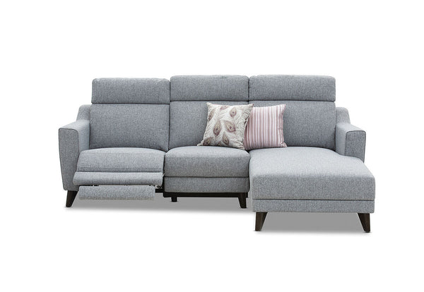 DELUCA Fabric 3.5 Seater RHF Chaise with Inbuilt Electric Recliner