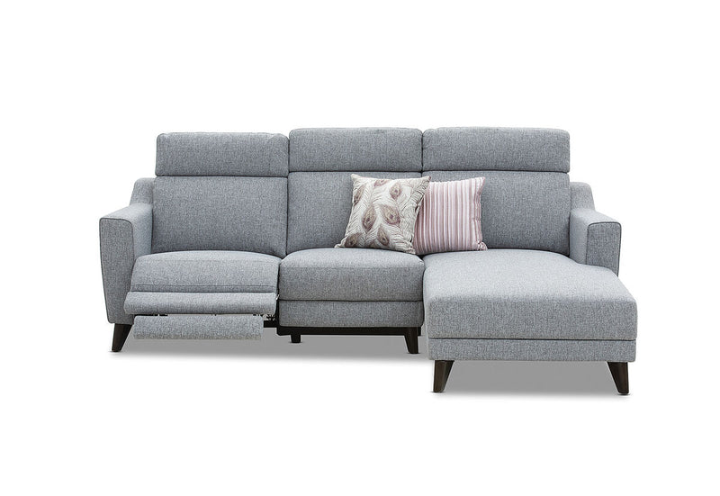 DELUCA Fabric 3.5 Seater RHF Chaise with Inbuilt Electric Recliner
