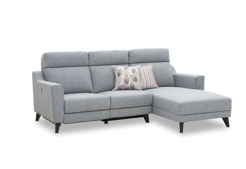 DELUCA Fabric 3.5 Seater RHF Chaise with Inbuilt Electric Recliner