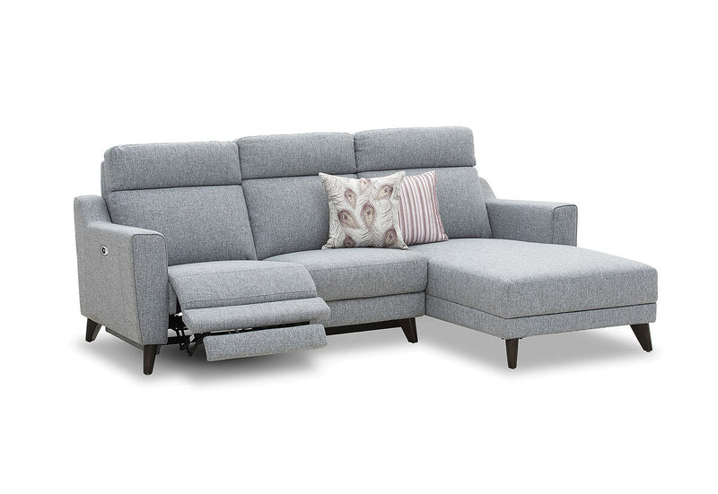 DELUCA Fabric 3.5 Seater RHF Chaise with Inbuilt Electric Recliner