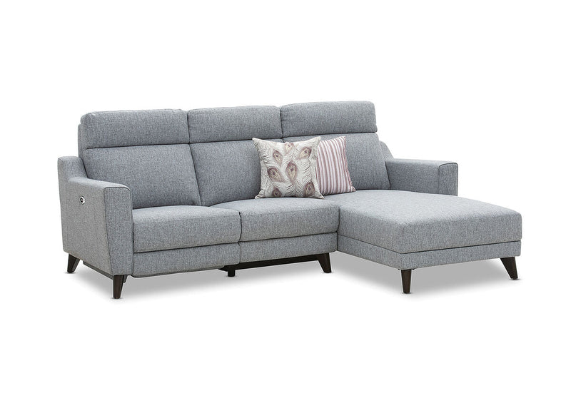 DELUCA Fabric 3.5 Seater RHF Chaise with Inbuilt Electric Recliner