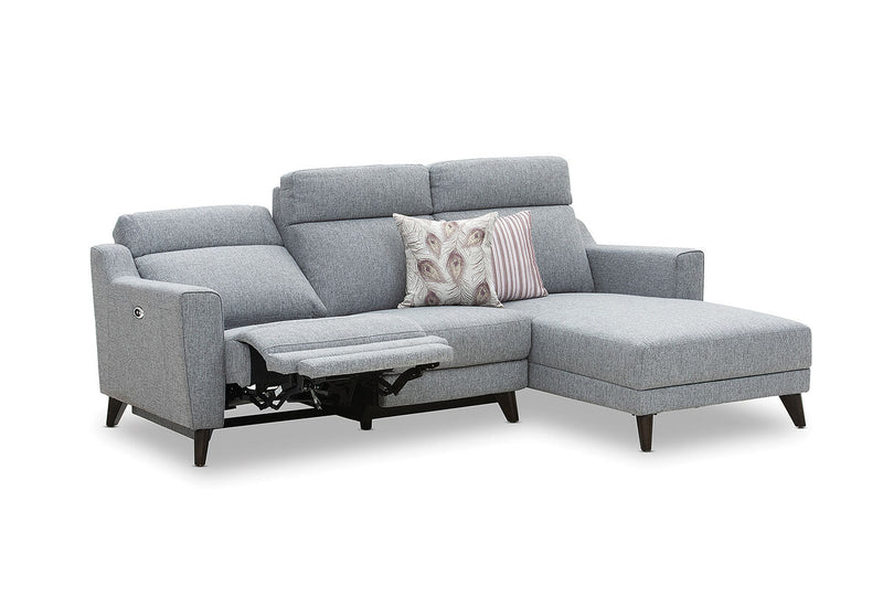DELUCA Fabric 3.5 Seater RHF Chaise with Inbuilt Electric Recliner