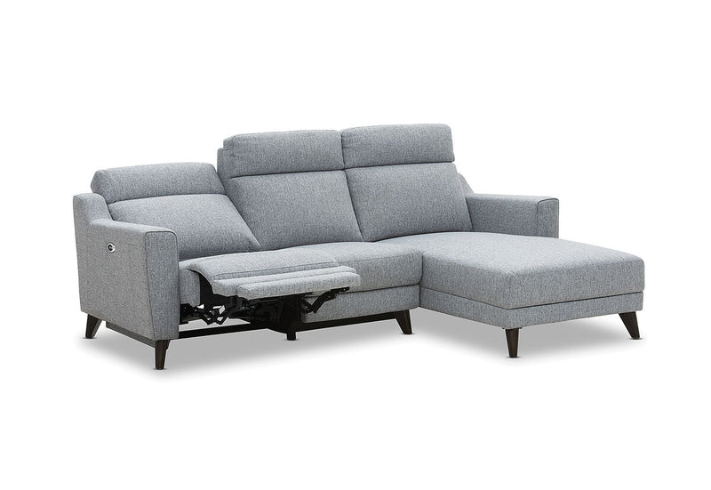 DELUCA Fabric 3.5 Seater RHF Chaise with Inbuilt Electric Recliner
