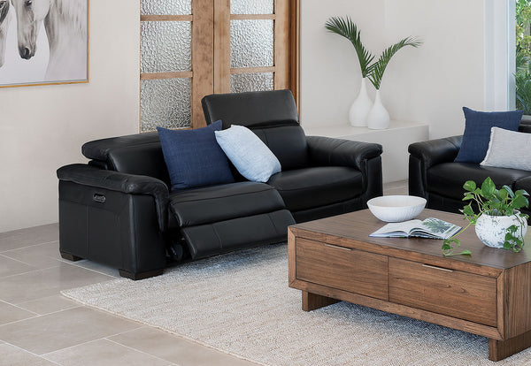 LUCIANO Leather 2.5 Seater Sofa with 2 Electric Recliners