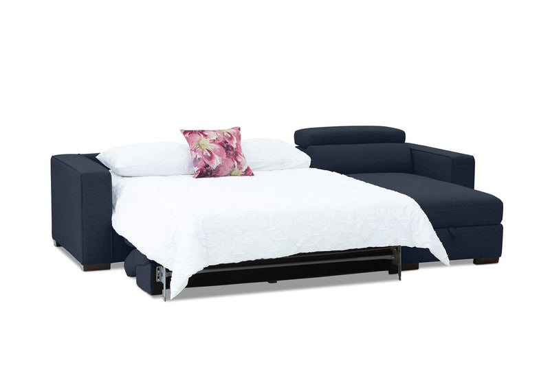 ANGUS Fabric Right-Hand Facing 3 Seater Chaise with Sofa Bed