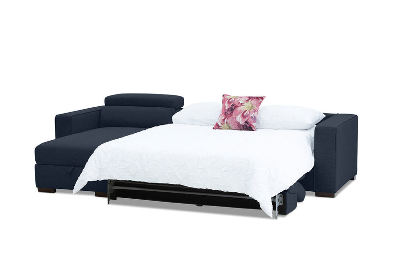 ANGUS Fabric Left-Hand Facing 3 Seater Chaise with Sofa Bed