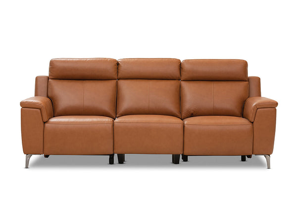 ARISTOTLE Leather 3 Seater Sofa with 2 Inbuilt Electric Recliners