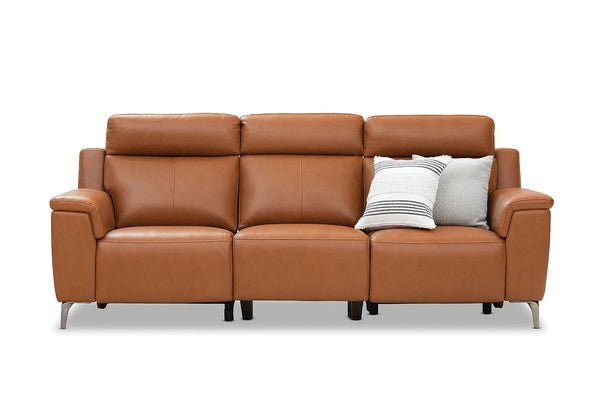 ARISTOTLE Leather 3 Seater Sofa with 2 Inbuilt Electric Recliners