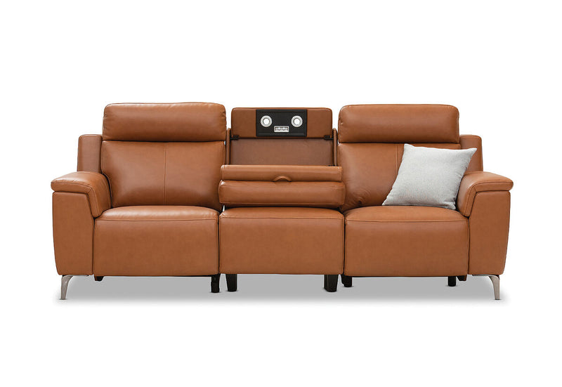 ARISTOTLE Leather 3 Seater Sofa with 2 Inbuilt Electric Recliners