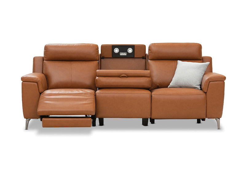 ARISTOTLE Leather 3 Seater Sofa with 2 Inbuilt Electric Recliners