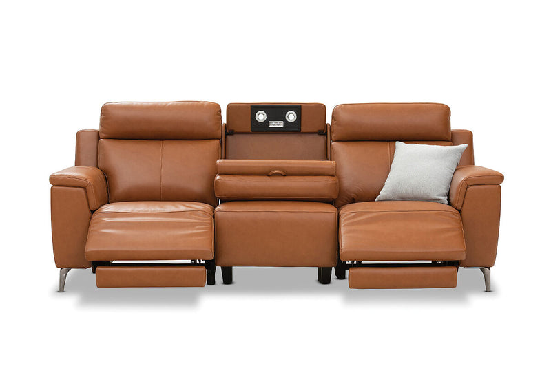 ARISTOTLE Leather 3 Seater Sofa with 2 Inbuilt Electric Recliners