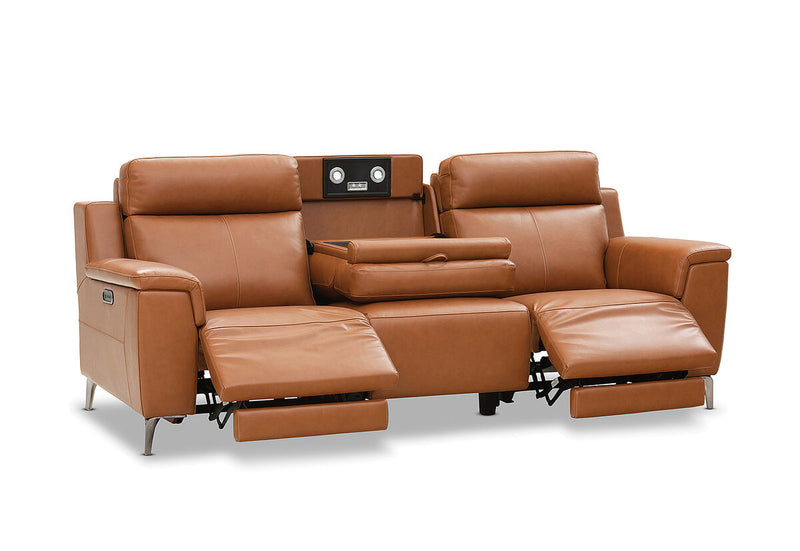 ARISTOTLE Leather 3 Seater Sofa with 2 Inbuilt Electric Recliners